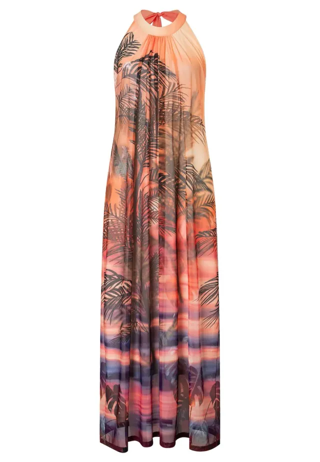 Ana Alcazar Zilana abito maxi halter arancione