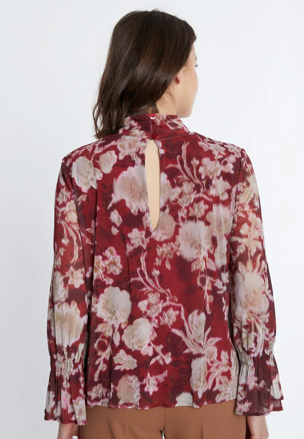 Ana Alcazar Sunea top blusa rossa fiori ufficio