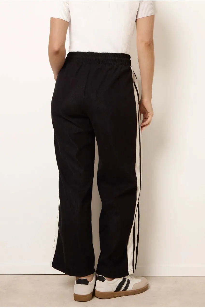 Blue Vanilla Corduroy Side Stripes pantaloni neri velluto