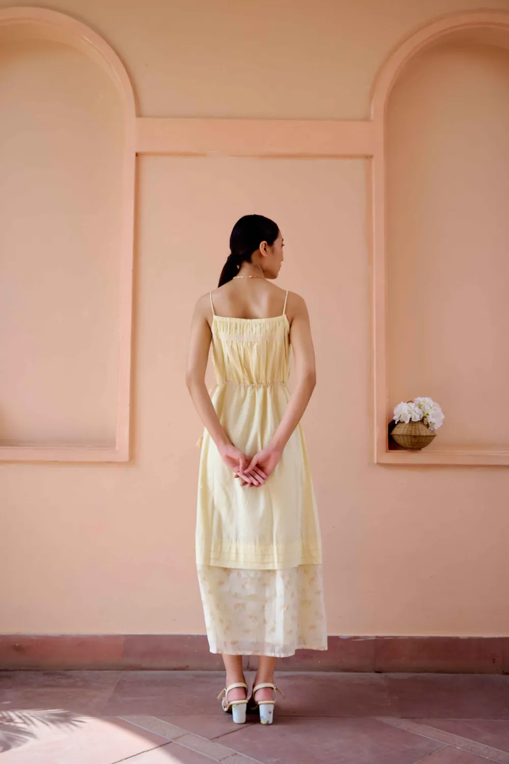 Our Dve Clara abito e giacca Yellow cotone regular fit