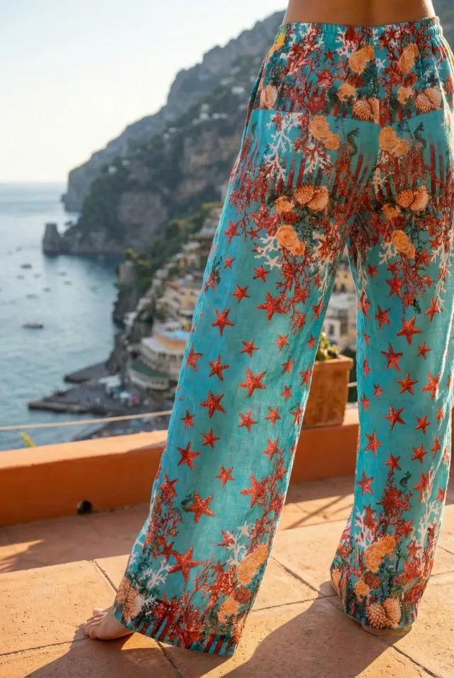 Antica Sartoria FC065 pantaloni lunghi turchesi S/M