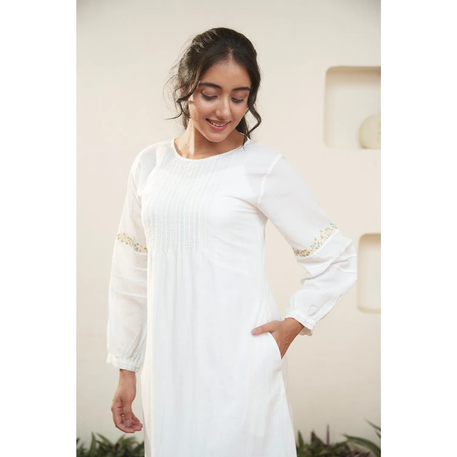 Our Dve Capsule 16 Abito Midi Cotone Bianco 51 Pollici