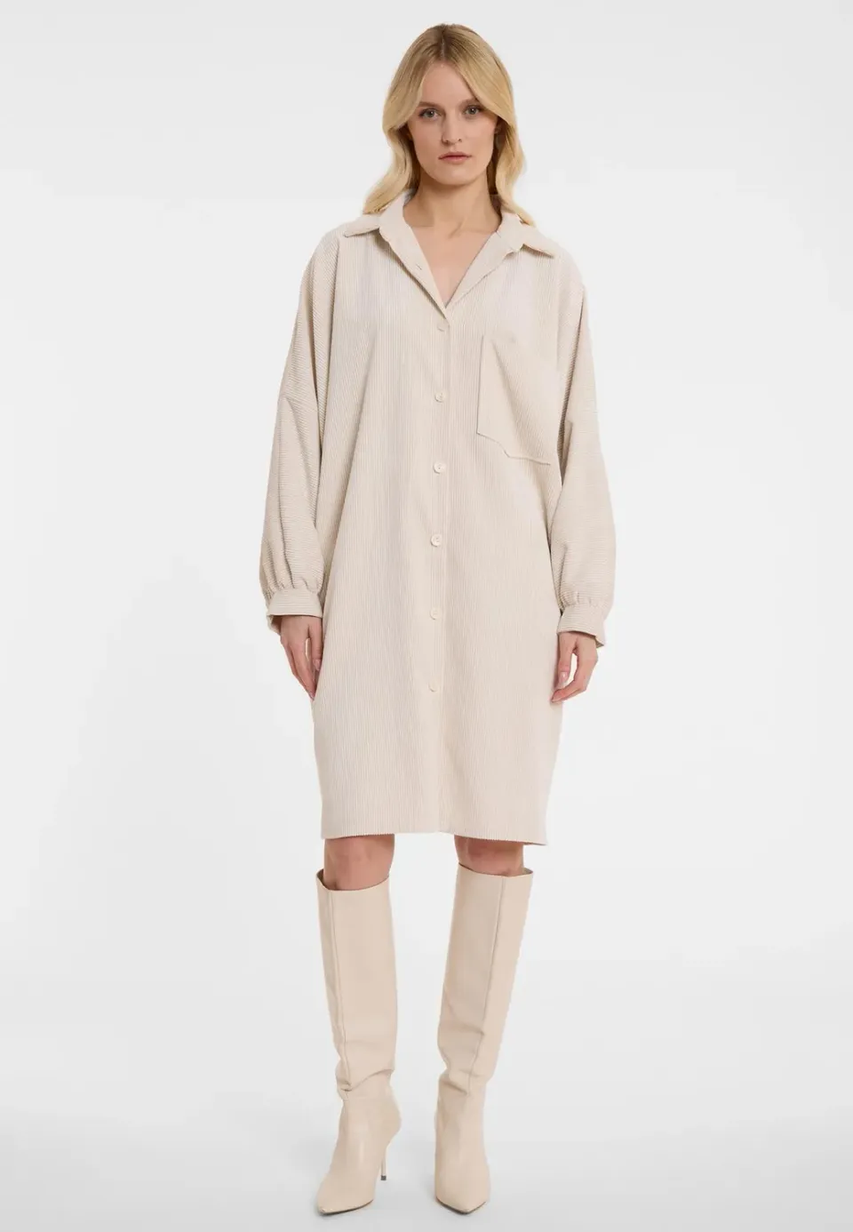 Ana Alcazar Adidi abito camicia velluto grigio