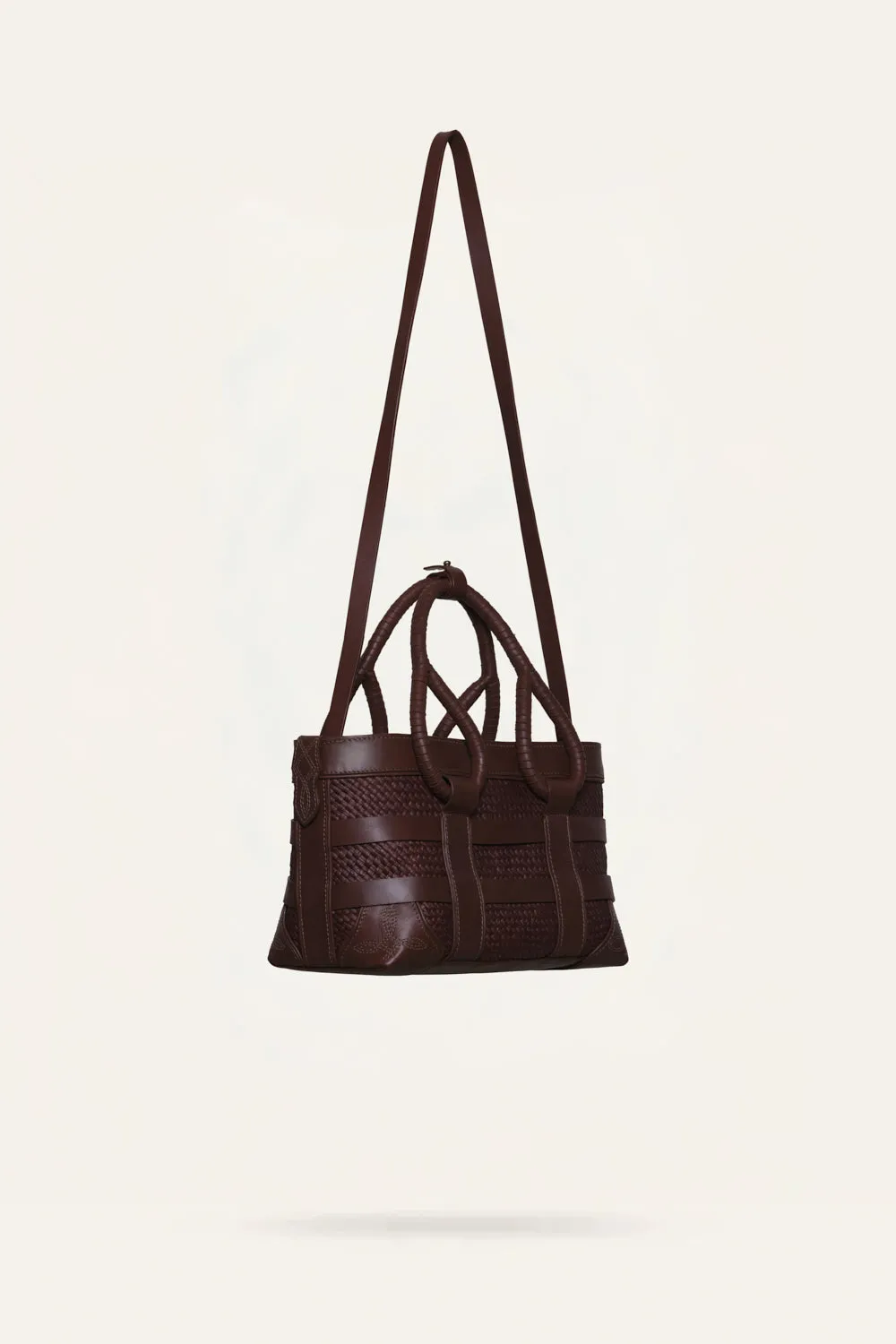 Johanna Ortiz Heritage mini tote iraca marrone pelle