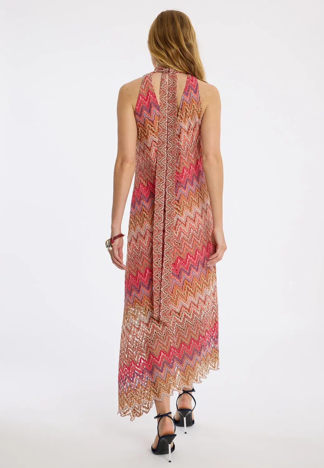 Ana Alcazar Zajosa vestito midi monospalla zigzag