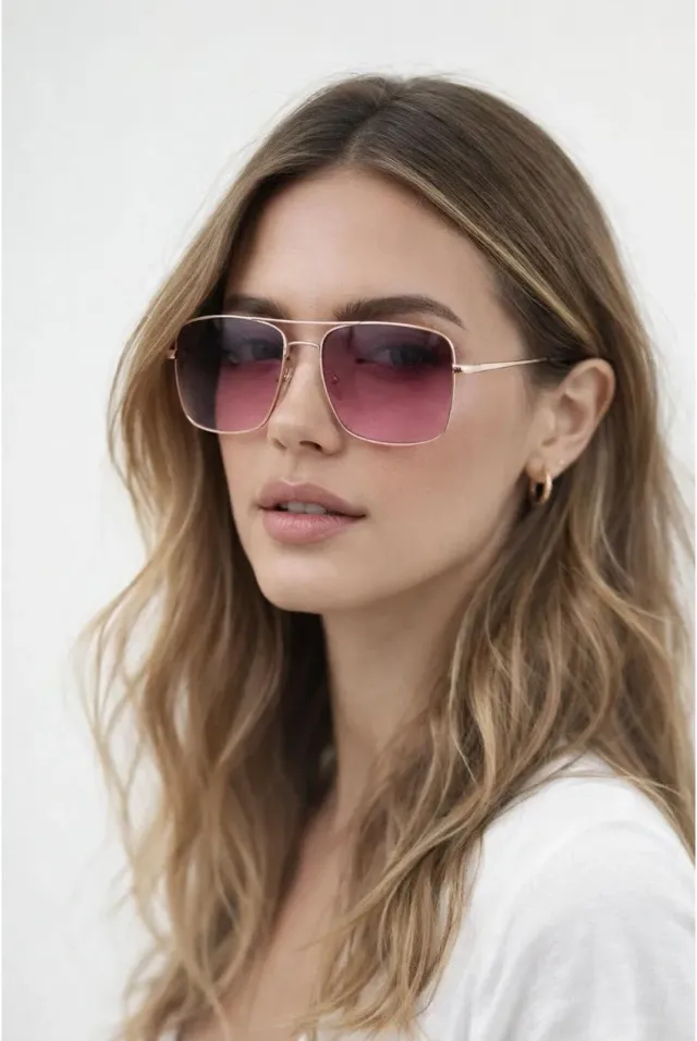 SVNX Aviator Square occhiali da sole oro rosa