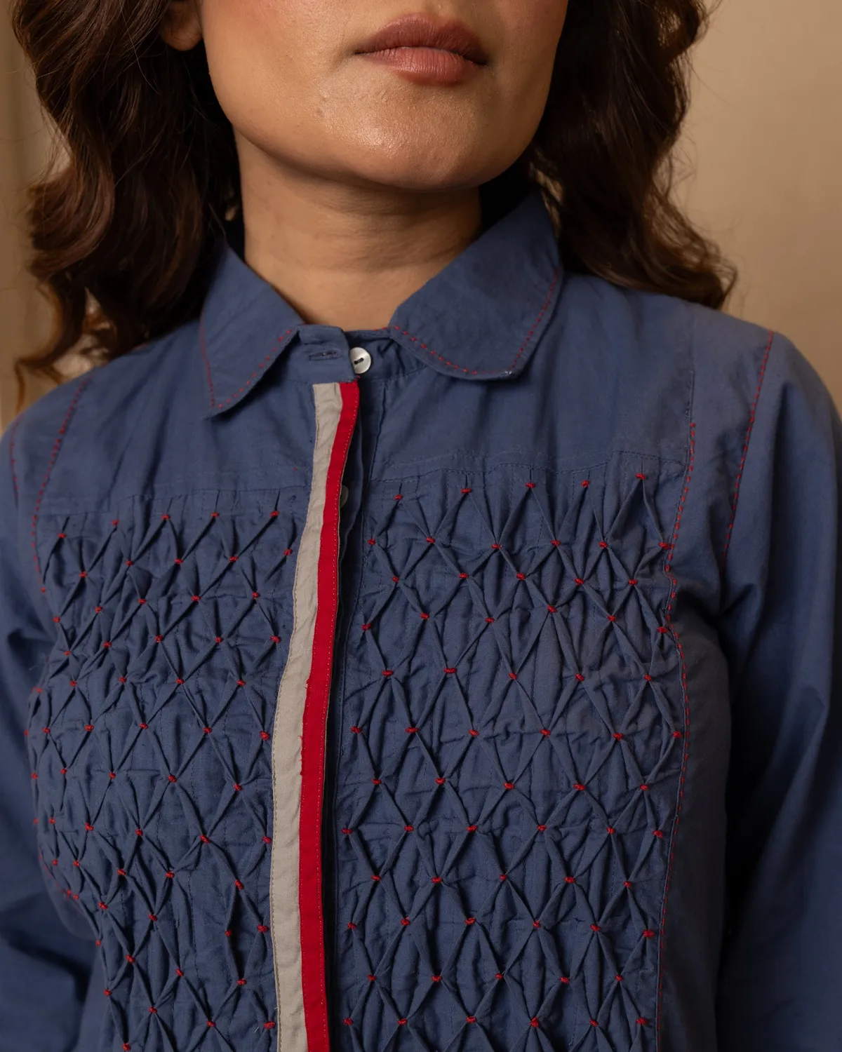 Our Dve Sage Dress abito lungo blu nautico popeline