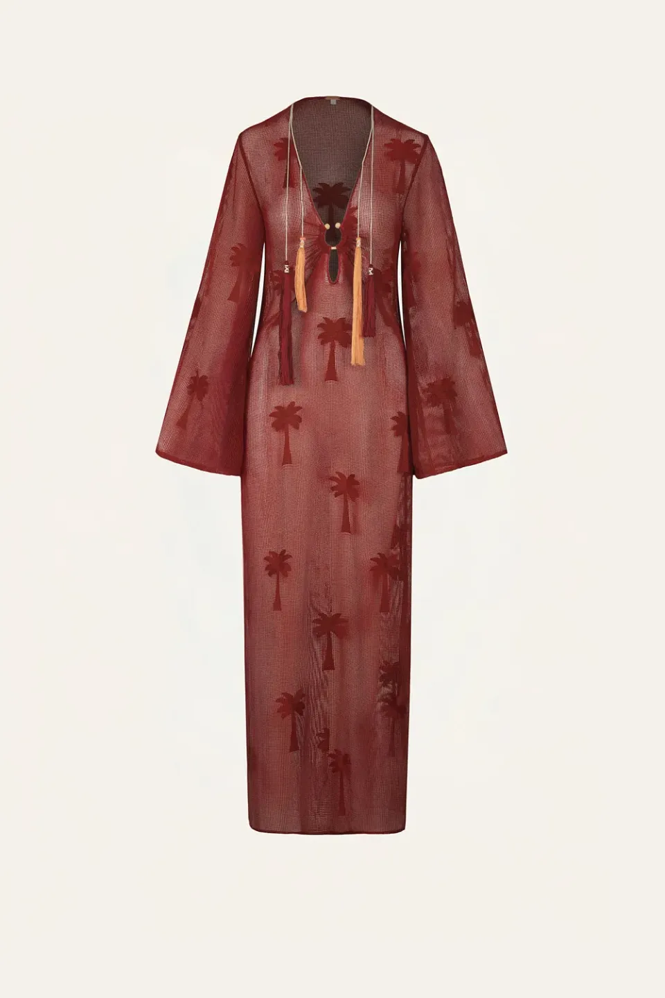 Johanna Ortiz Palm Veil Tunica Cotone Marsala V Scollo