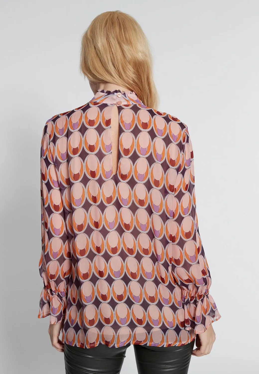 Ana Alcazar Hagoly blusa chiffon stampa rétro