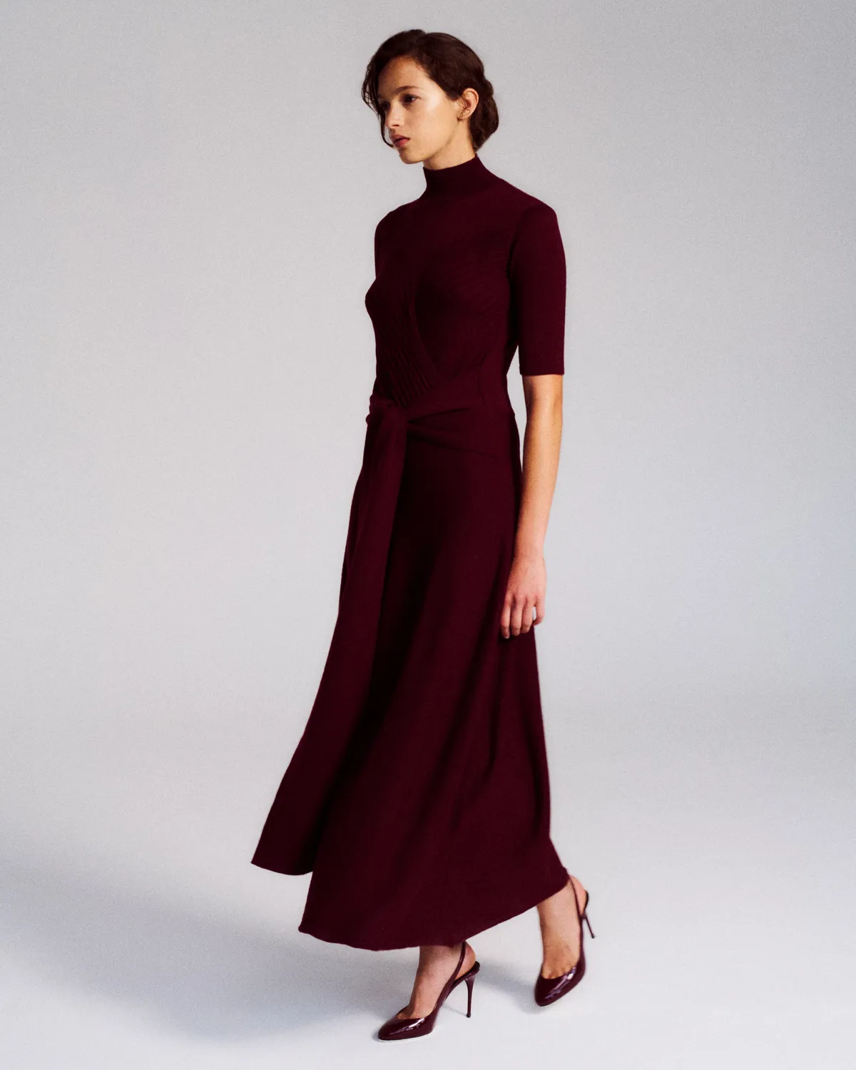 Violante Nessi Takashi abito maglia bordeaux lana merino