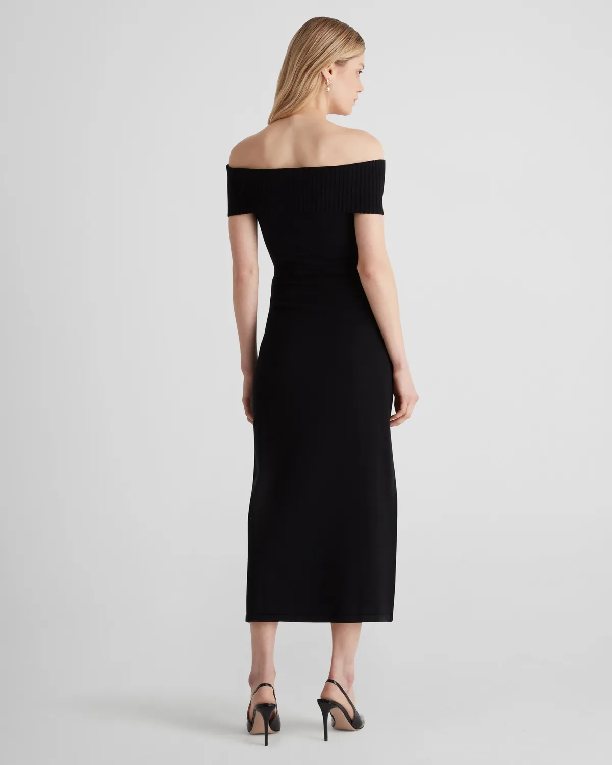 Violante Nessi Zita abito knit nero spalle scoperte nodi