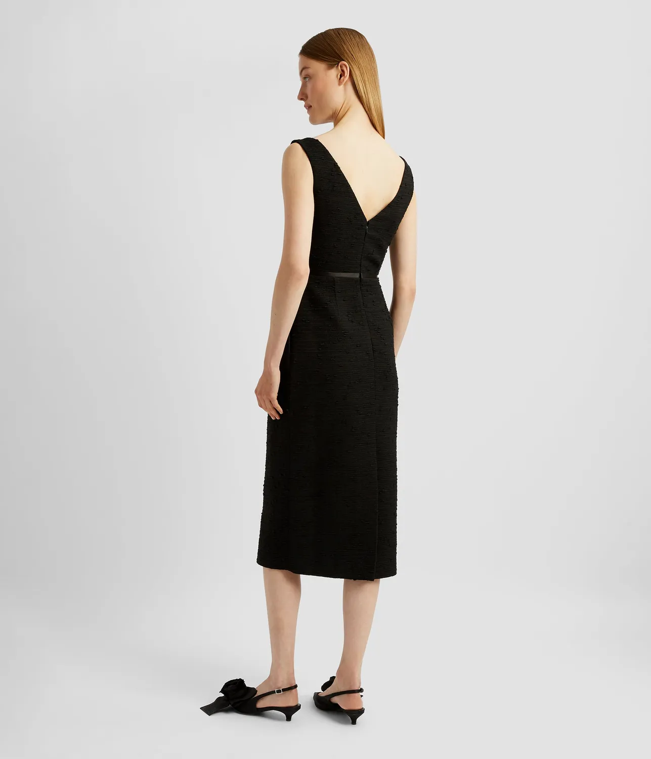 Erdem Pencil abito midi tweed nero smanicato