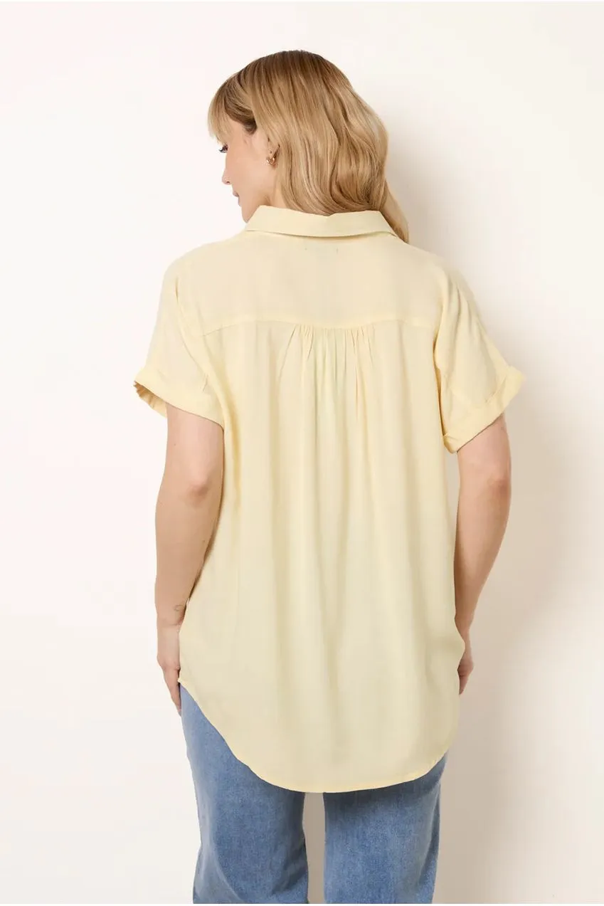 Blue Vanilla camicia donna bottoni giallo limone