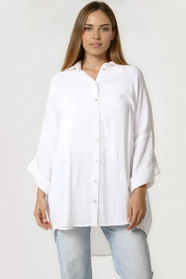 Aftershock London Oversized camicia bianca cotone