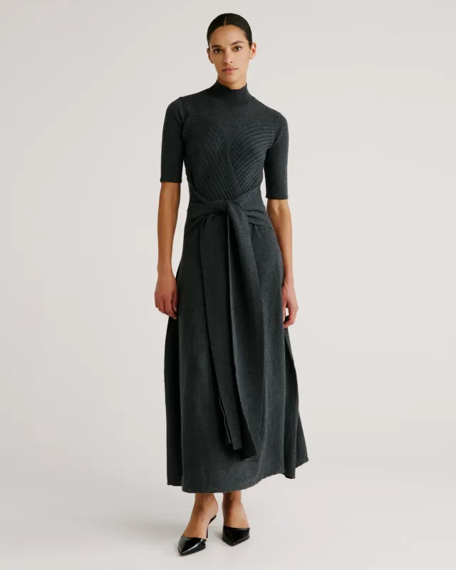Violante Nessi Takashi abito in maglia grigio lana merino