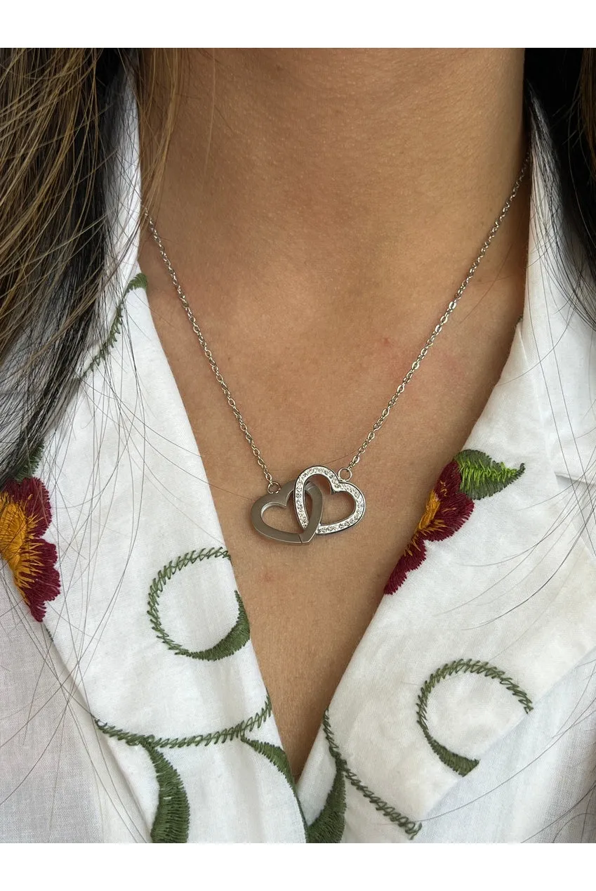SVNX Double Heart Link collana argento doppio cuore