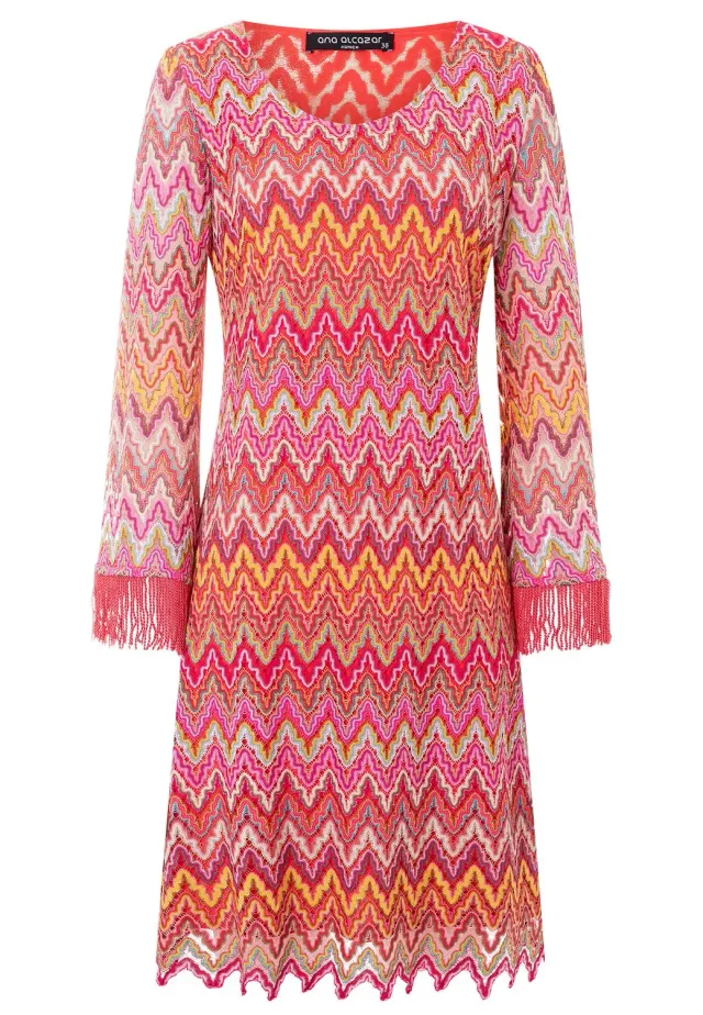 Ana Alcazar Polomi abito knit rosa traforato corto
