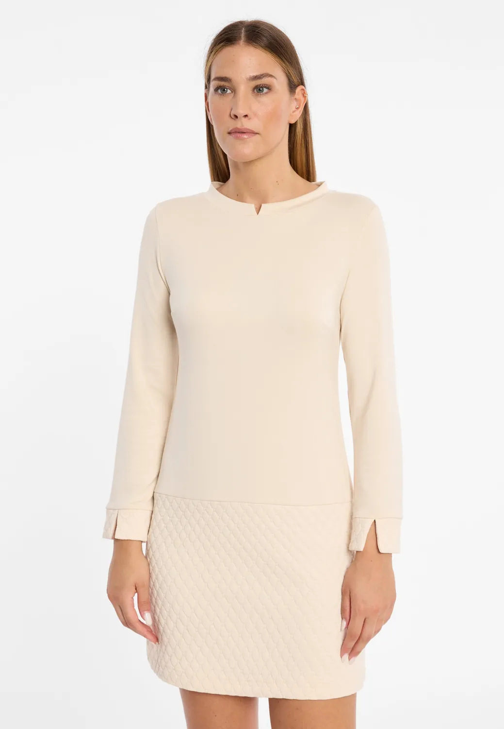 Ana Alcazar Adlena abito linea A bianco crema corto