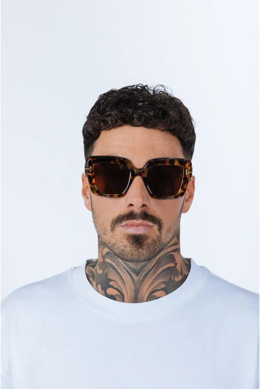 SVNX Bold Square occhiali da sole leopardo marrone