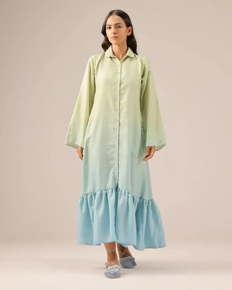Our Dve Seafoam abito lino verde blu