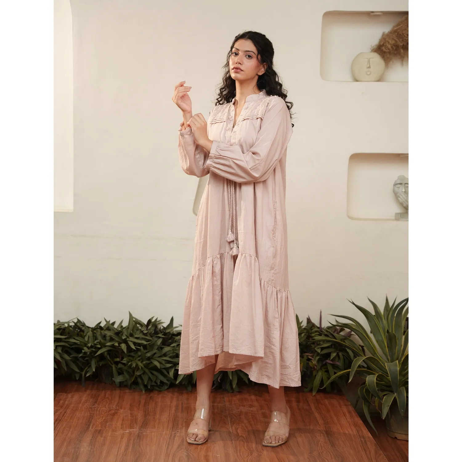 Our Dve Capsule 1 abito rosa cotone maniche