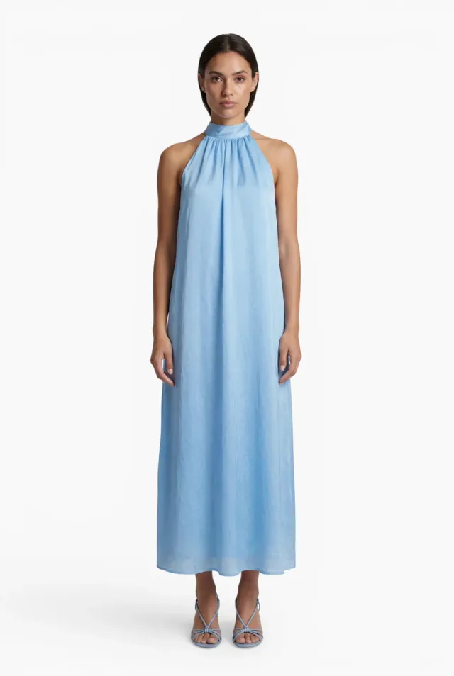 Ana Alcazar Dayen abito lungo halterneck blu lyocell