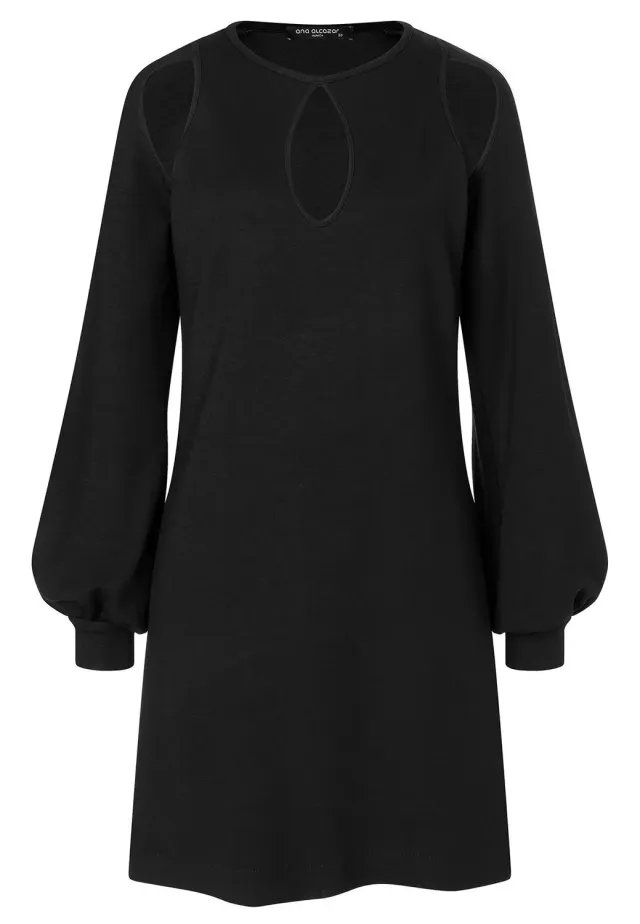 Ana Alcazar Tina abito nero corto jersey cut-out
