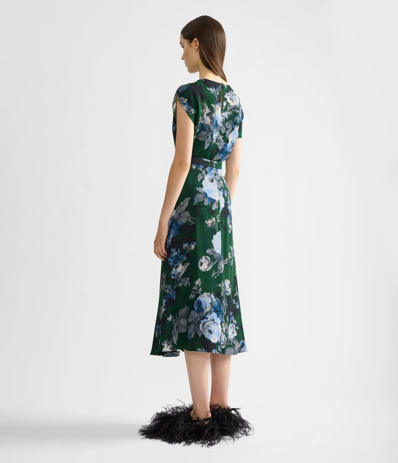 Erdem Floral Crepe Draped gonna midi floreale