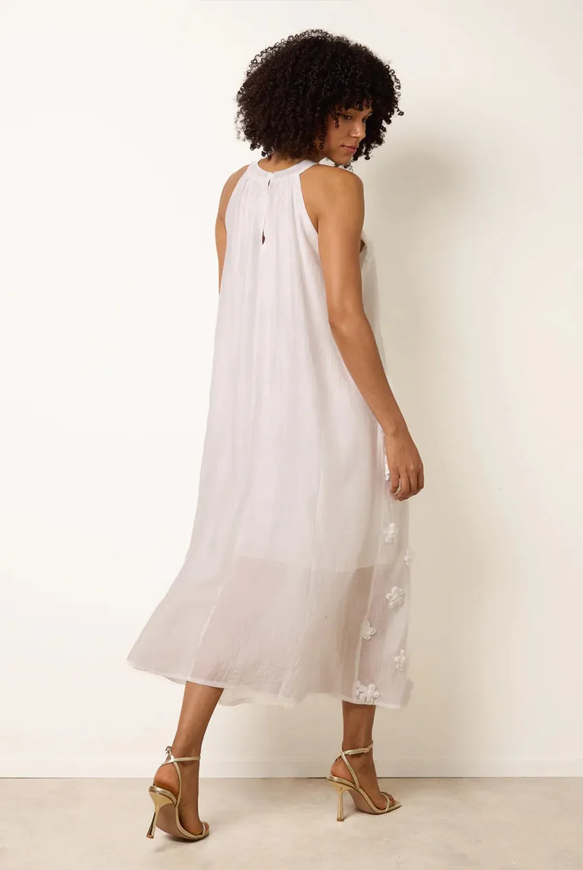 Blue Vanilla 3D Floral abito midi avorio S/M in cotone