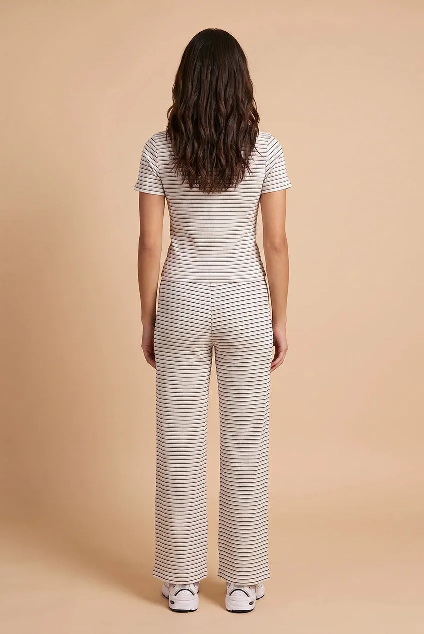 Urban Bliss Ribbed Stripe Wide Leg pantaloni cioccolato a costine