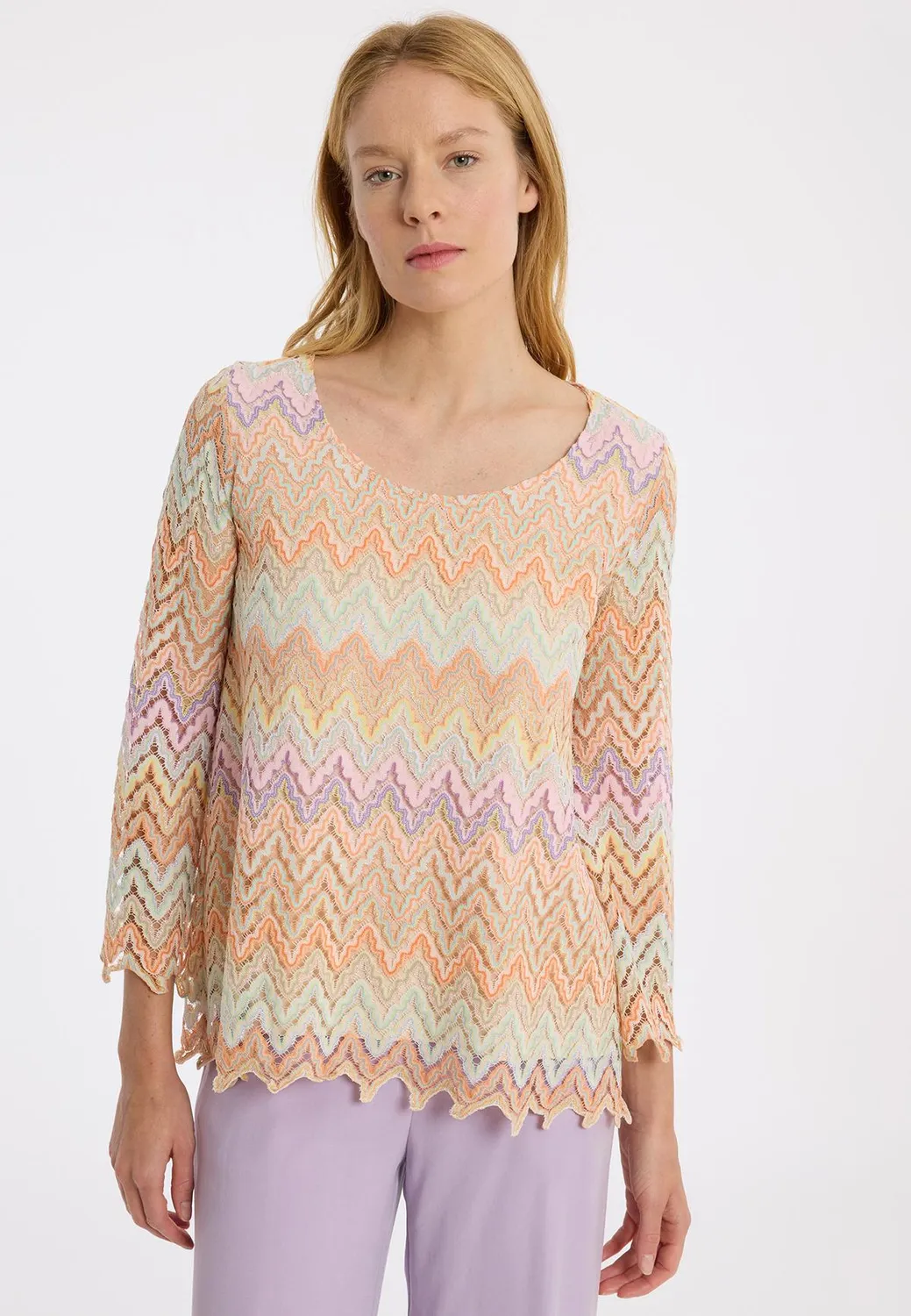 Ana Alcazar Zecoa top maniche lunghe traforato pastel