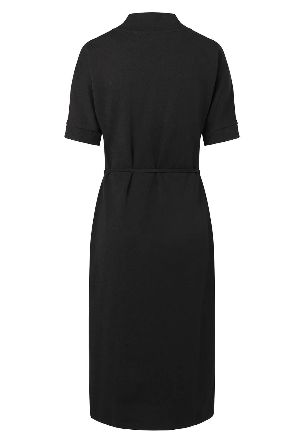 Ana Alcazar Evisa abito midi nero crepe cintura