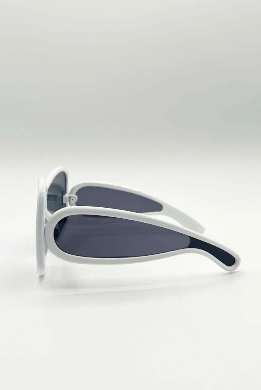 SVNX Square Oversized Mask occhiali da sole bianchi