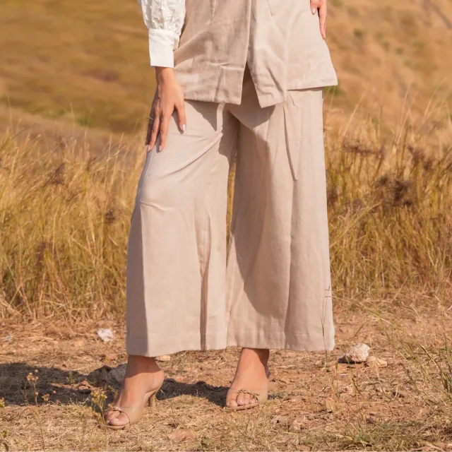 Our Dve Fringe Midnight pantalone marrone lino