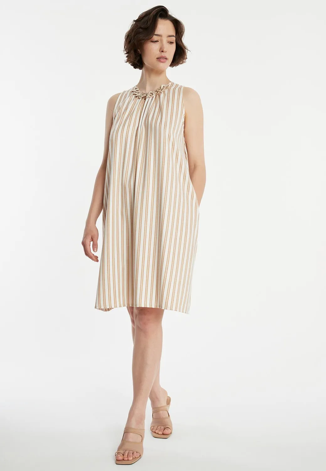 Ana Alcazar Zatora vestito linea A bianco righe