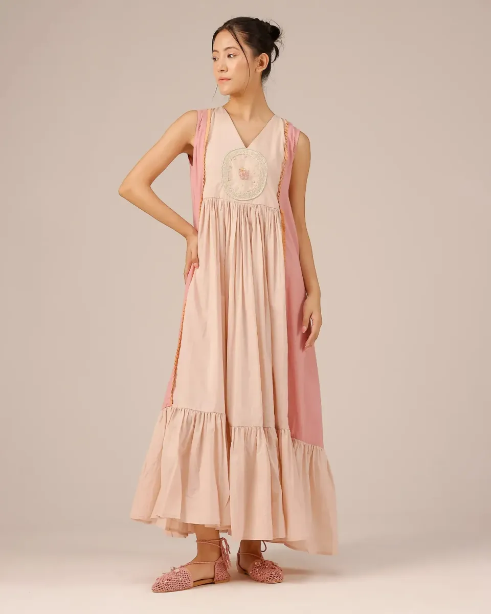 Our Dve Merry Berry vestito rosa cotone lungo
