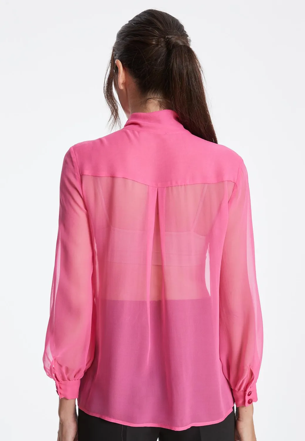 Ana Alcazar Zerina camicetta chiffon rosa fiocco