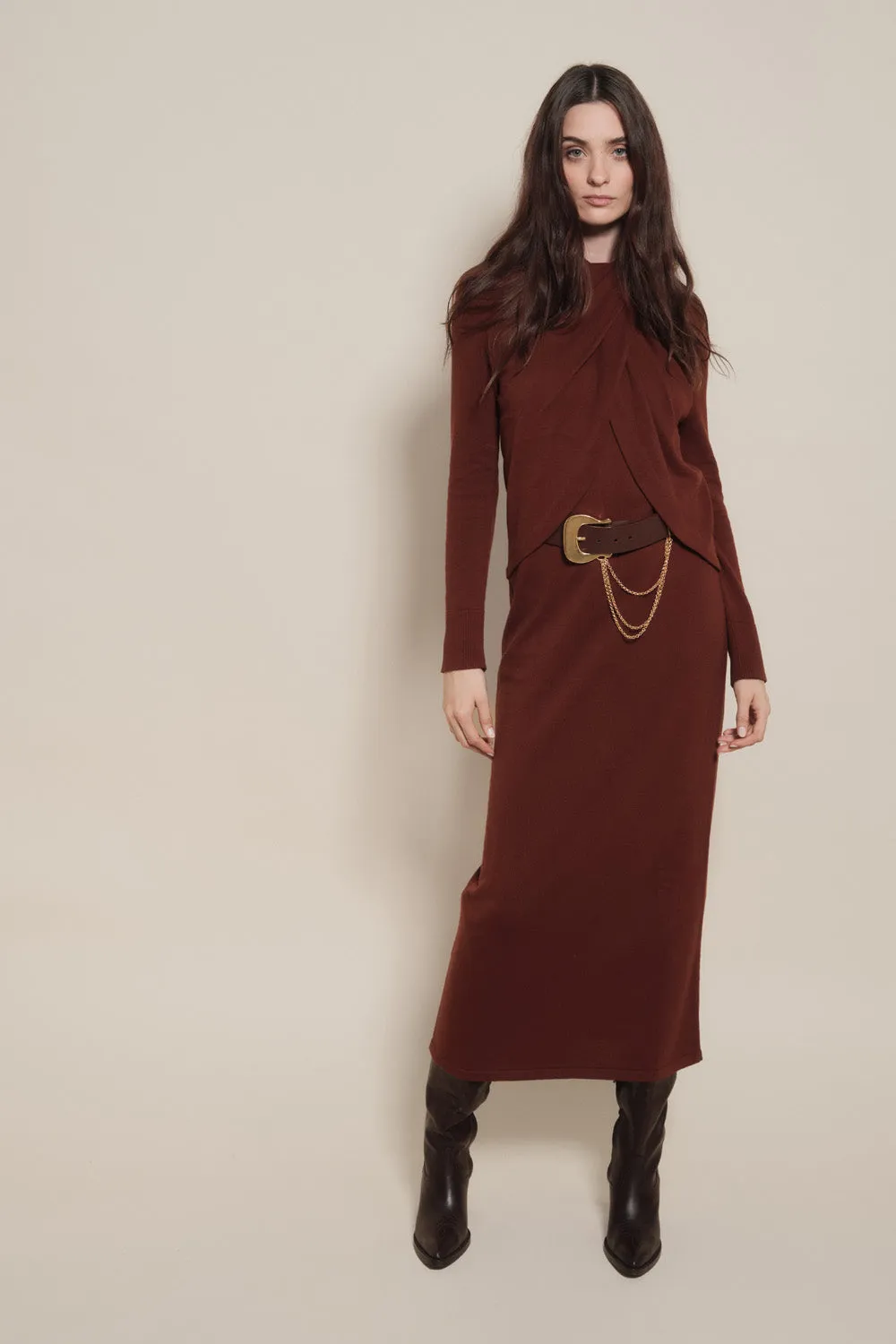 Johanna Ortiz Celestial Silence Abito midi marrone