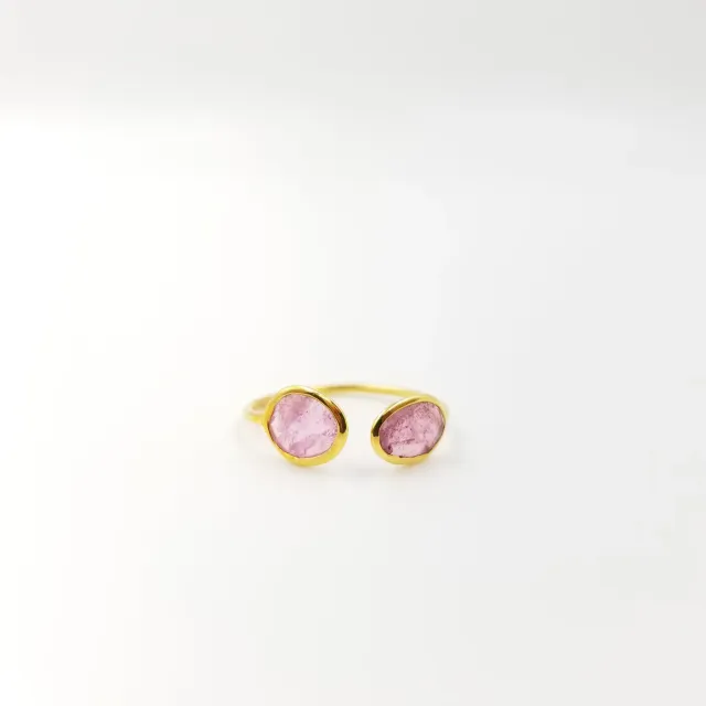 Our Dve 2 Stone Tourmaline anello oro misura 7