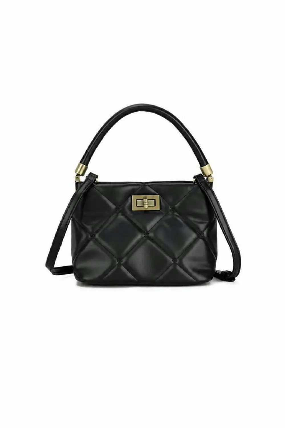 SVNX Quilted Top-Handle mini borsa nera trapuntata