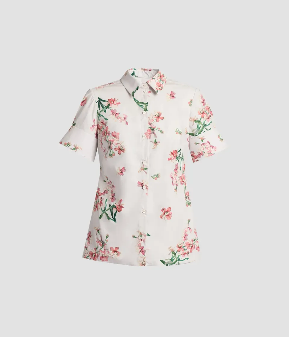 Erdem Floral Cotton camicia rosa orchidee