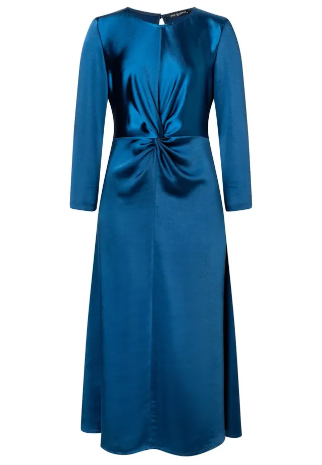 Ana Alcazar Sibea abito midi blu in raso con nodo