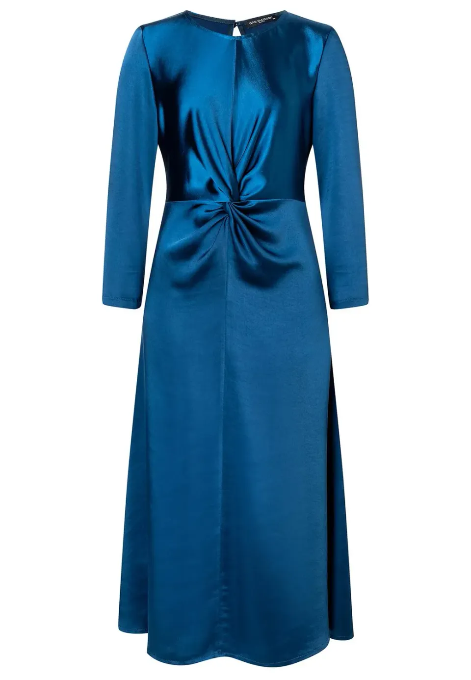 Ana Alcazar Sibea abito midi blu in raso con nodo