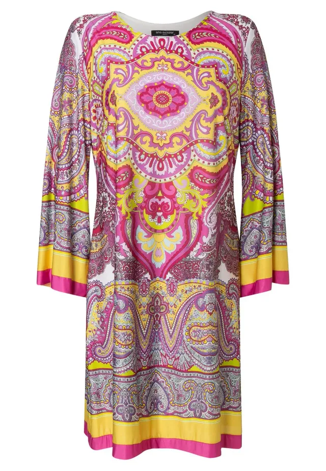 Ana Alcazar Ridana Abito Tunica Paisley Fucsia