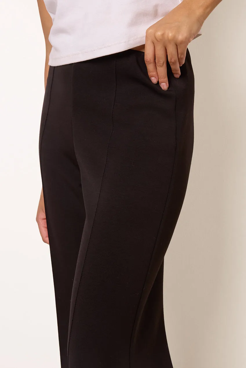 Goddiva Blue Vanilla Pintuck Pantaloni neri jersey gamba larga