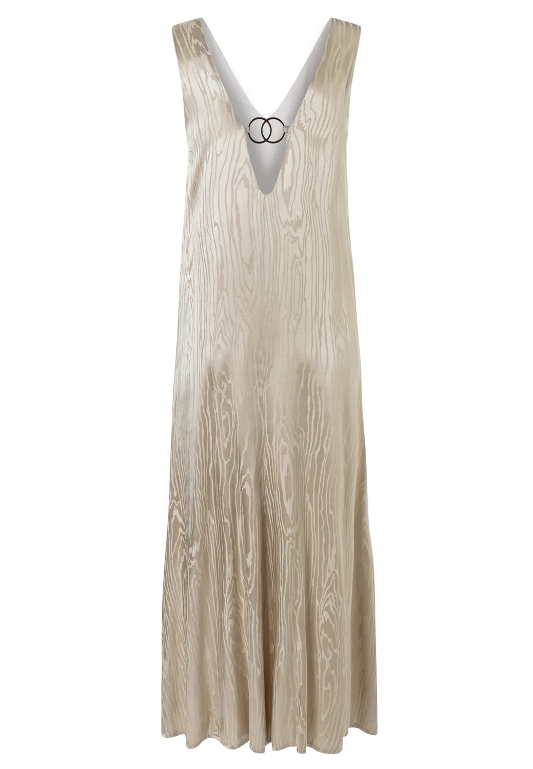 Ana Alcazar Zarena maxi abito oro satin scollo V