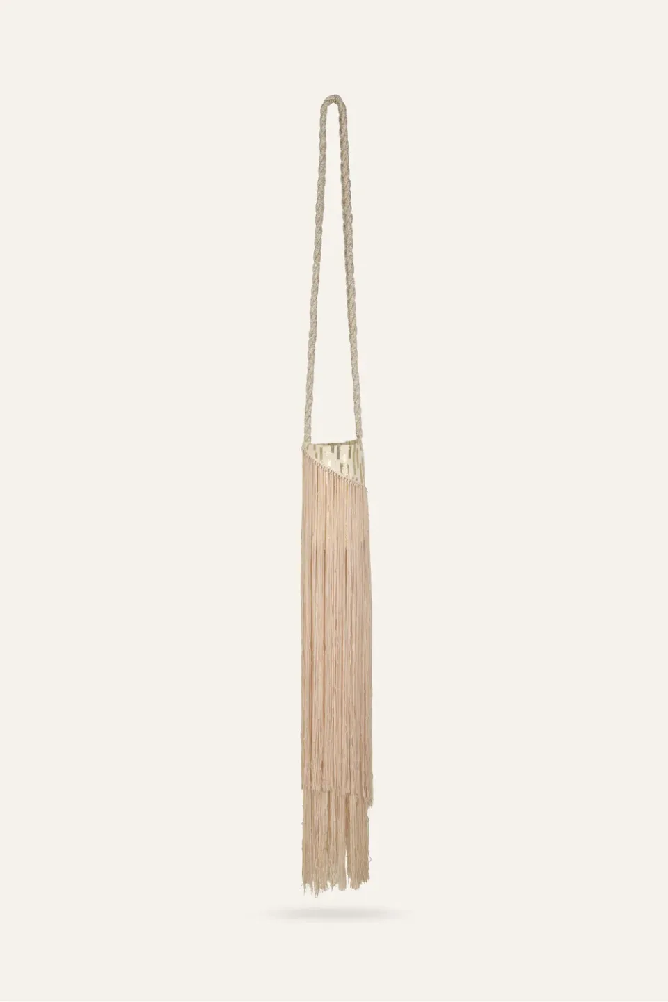 Johanna Ortiz Melody borsa a spalla ecru oro con frange