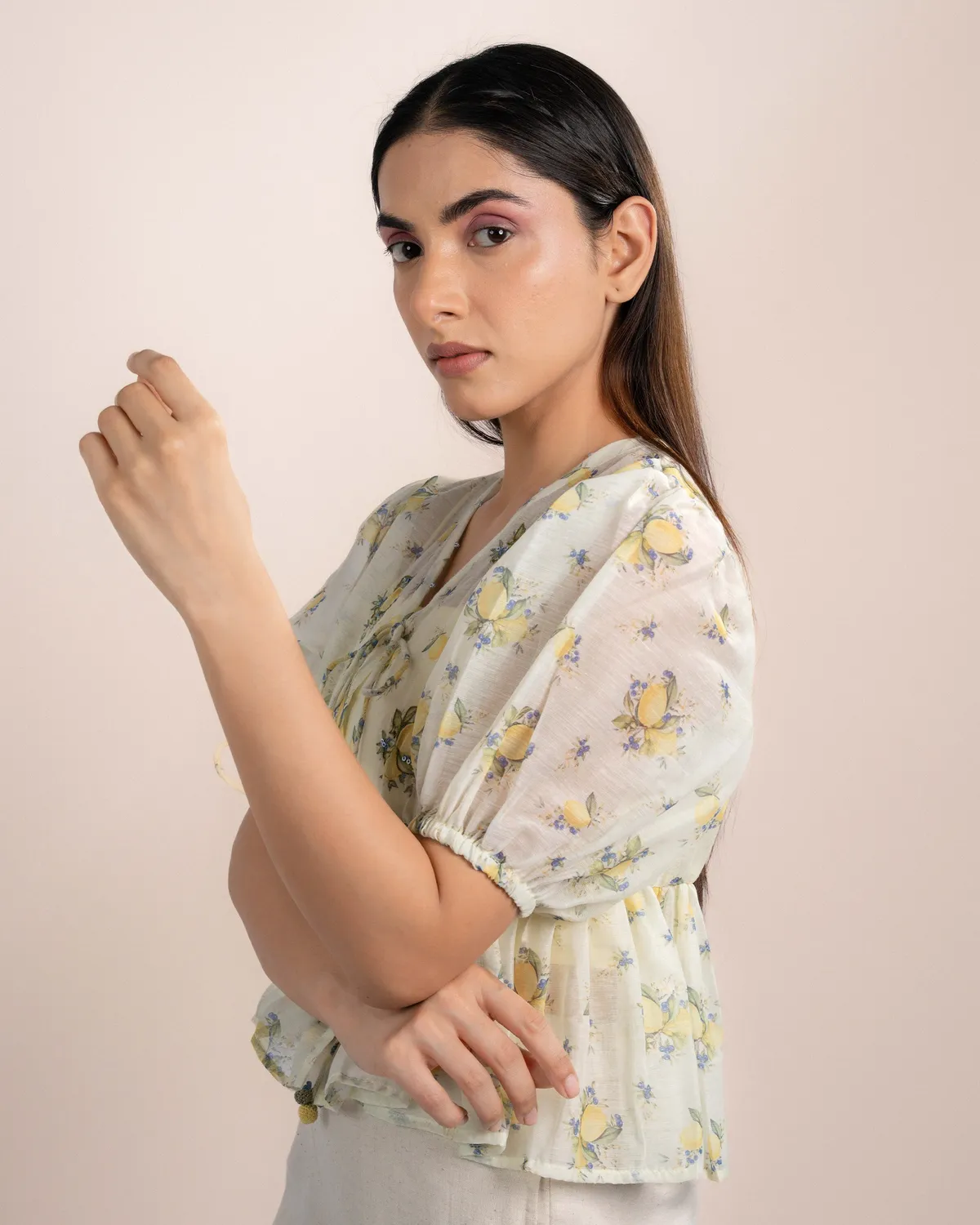 Our Dve Noe Top top organza giallo limone 2 pezzi