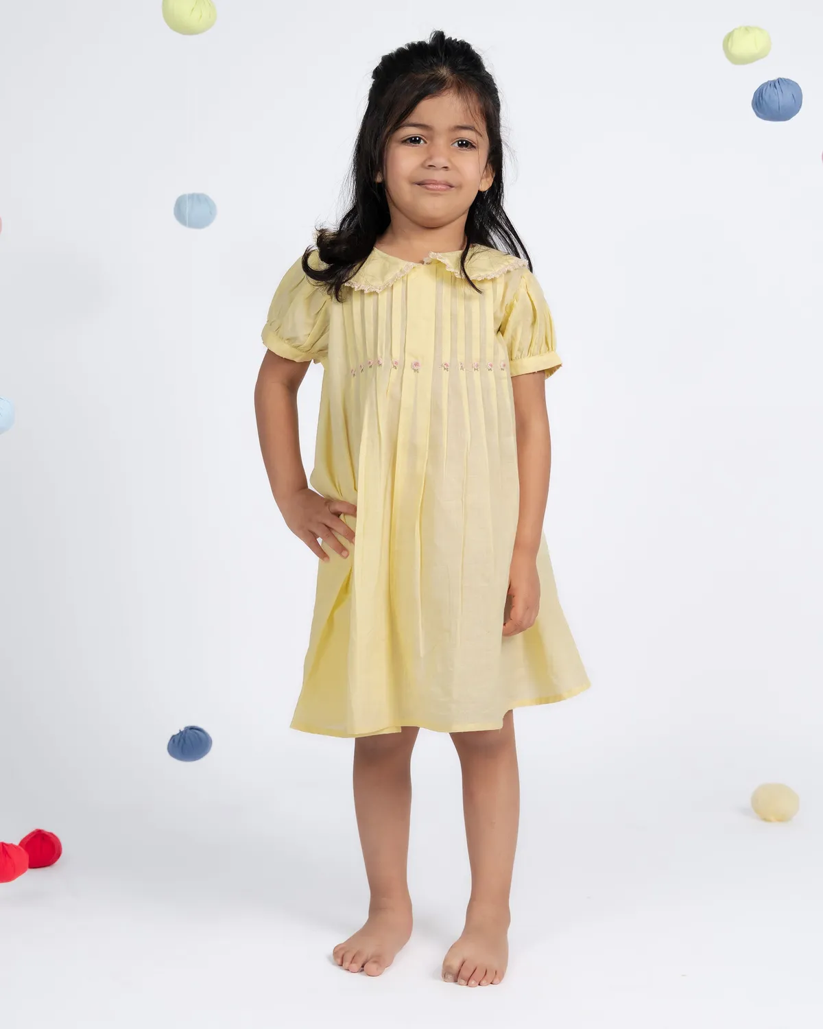 Our Dve Daisy abito bambina giallo limone cotone