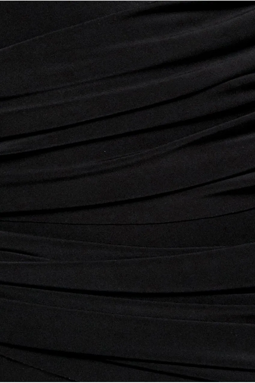 Goddiva Abito Maxi Nero Off Shoulder Soft Touch Taglia 12